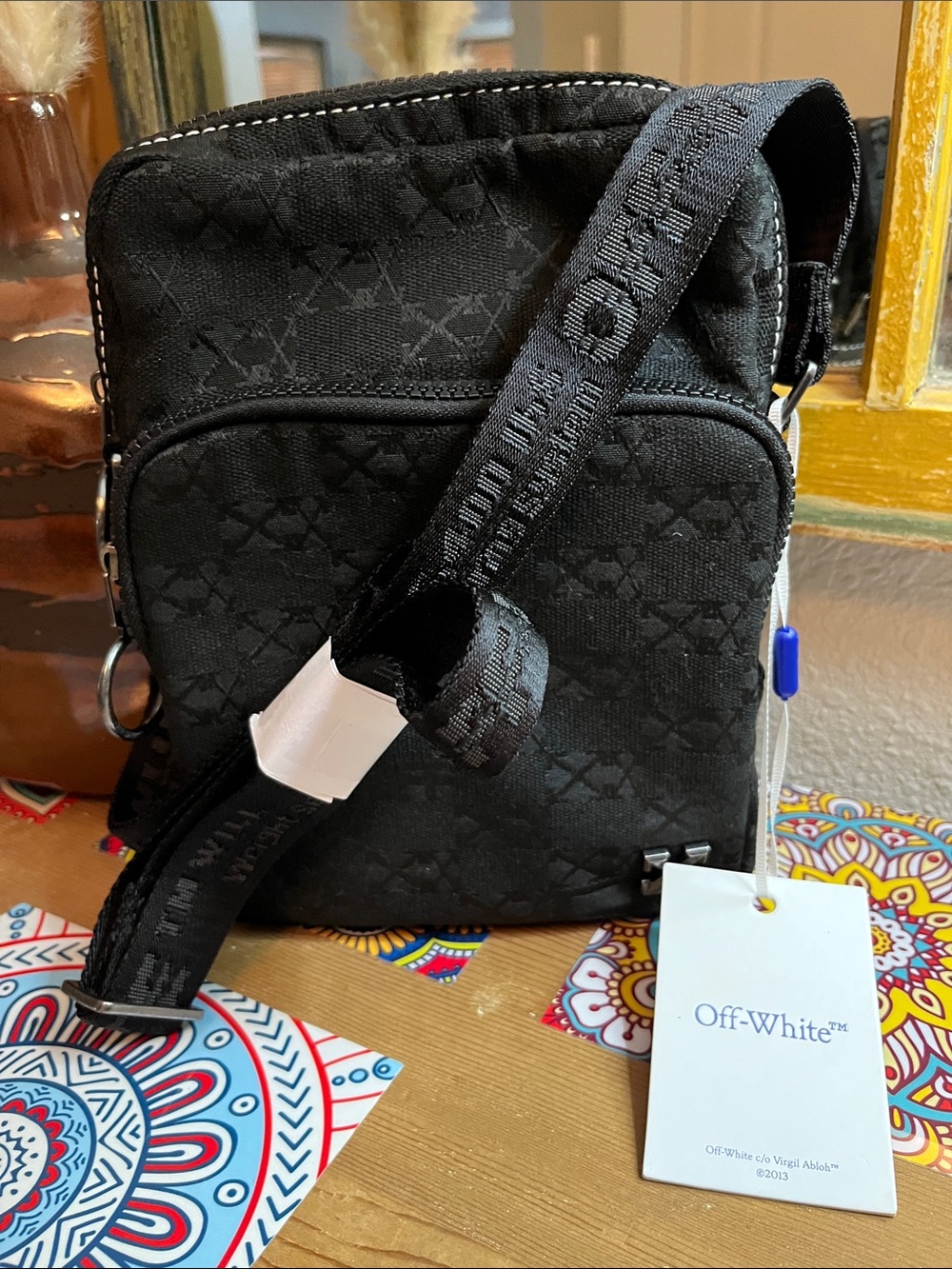 NWT Off-White Black Logo Crossbody Bag with Branded Strap